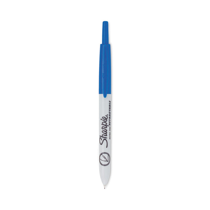 Sharpie Retractable Permanent Marker, Extra-Fine Needle Tip, Blue