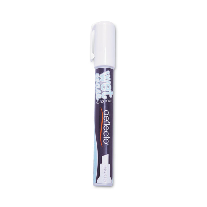 deflecto Wet Erase Markers, Medium Chisel Tip, White, 4/Pack