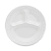 Dart Concorde Non-Laminated Foam Plate, 3-Compartment, 10.25" dia, White, 125/Pack, 4 Packs/Carton