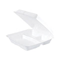 Dart Insulated Foam Hinged Lid Containers, 3-Compartment, 9.3 x 9.5 x 3, White, 200/Pack, 2 Packs/Carton