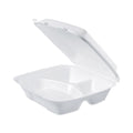 Dart Insulated Foam Hinged Lid Containers, 3-Compartment, 9 x 9.4 x 3, White, 200/Pack, 2 Packs/Carton