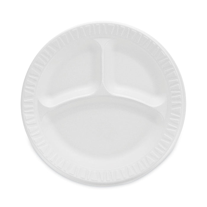 Dart Concorde Non-Laminated Foam Plate, 3-Compartment, 9" dia, 125/Pack, 4 Packs/Carton