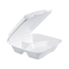 Dart Insulated Foam Hinged Lid Containers, 3-Compartment, 9 x 9.4 x 3, White, 200/Pack, 2 Packs/Carton