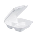 Dart Insulated Foam Hinged Lid Containers, 3-Compartment, 9 x 9.4 x 3, White, 200/Pack, 2 Packs/Carton