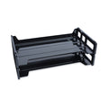 Universal Recycled Plastic Side Load Desk Trays, 2 Sections, Legal Size Files, 16.25" x 9" x 2.75", Black