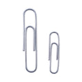 Universal Plastic-Coated Paper Clips with One-Compartment Storage Tub, (750) #1 (1.75"), (250) Jumbo (2"), Silver