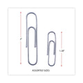 Universal Plastic-Coated Paper Clips with One-Compartment Storage Tub, (750) #1 (1.75"), (250) Jumbo (2"), Silver