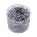 Universal Plastic-Coated Paper Clips with One-Compartment Storage Tub, (750) #1 (1.75"), (250) Jumbo (2"), Silver