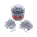 Universal Plastic-Coated Paper Clips with One-Compartment Storage Tub, (750) #1 (1.75"), (250) Jumbo (2"), Silver