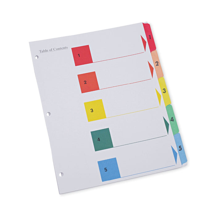 Universal Deluxe Table of Contents Dividers for Printers, 5-Tab, 1 to 5; Table Of Contents, 11 x 8.5, White, 6 Sets