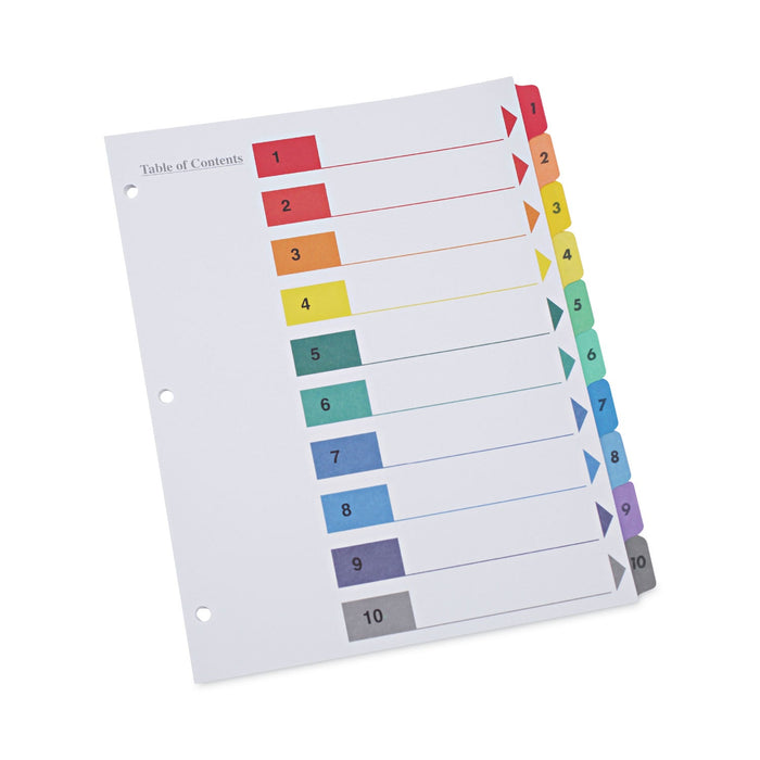 Universal Deluxe Table of Contents Dividers for Printers, 10-Tab, 1 to 10; Table Of Contents, 11 x 8.5, White, 6 Sets