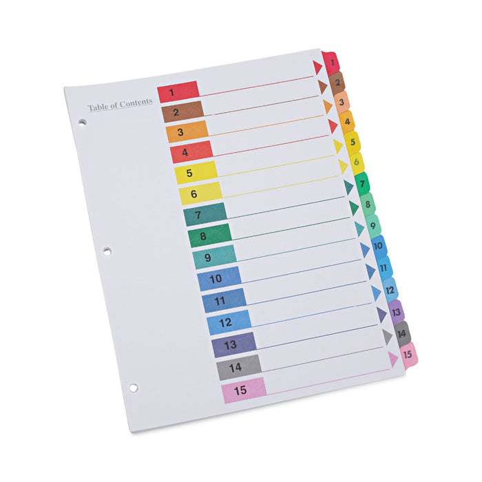 Universal Deluxe Table of Contents Dividers for Printers, 15-Tab, 1 to 15; Table Of Contents, 11 x 8.5, White, 6 Sets