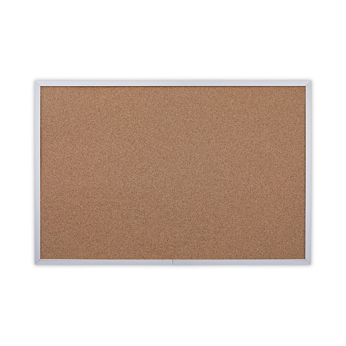 Universal Bulletin Board, Natural Cork, 36 x 24, Satin-Finished Aluminum Frame