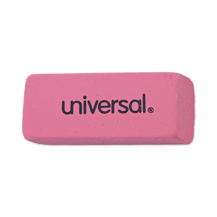 Universal Bevel Block Erasers, For Pencil Marks, Slanted-Edge Rectangular Block, Large, Pink, 20/Pack