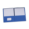 Universal Two-Pocket Portfolio, Embossed Leather Grain Paper, 11 x 8.5, Light Blue, 25/Box