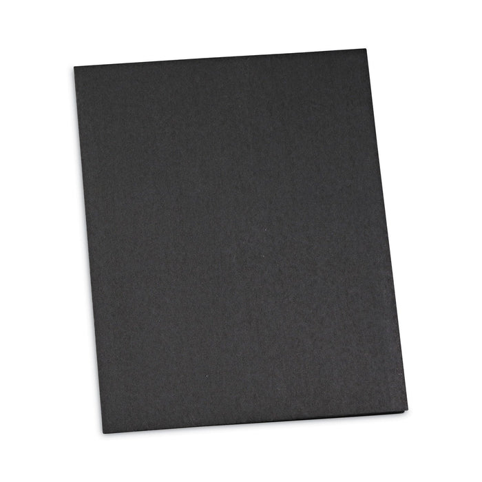 Universal Two-Pocket Portfolio, Embossed Leather Grain Paper, 11 x 8.5, Black, 25/Box