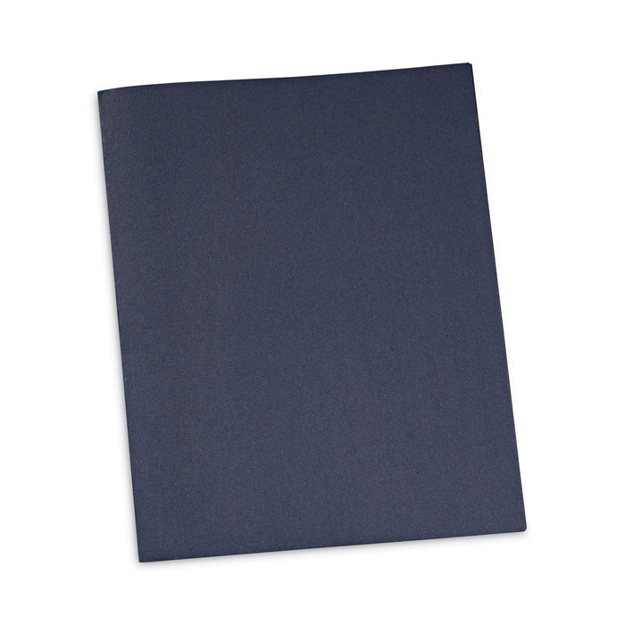 Universal Two-Pocket Portfolios with Tang Fasteners, 0.5" Capacity, 11 x 8.5, Dark Blue, 25/Box