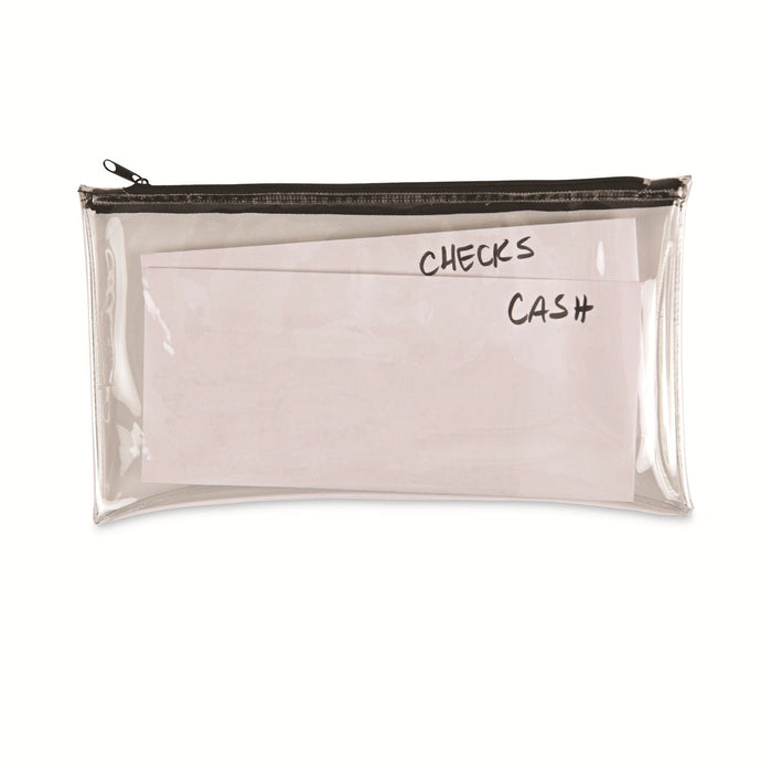 Universal Zippered Wallets/Cases, Leatherette PU, 11 x 6, Clear/Black, 2/Pack