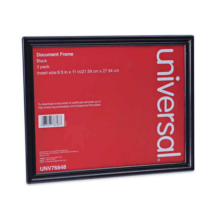 Universal All Purpose Document Frame, 8.5 x 11 Insert, Black, 3/Pack