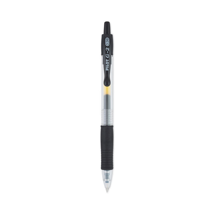 Pilot G2 Premium Gel Pen Convenience Pack, Retractable, Extra-Fine 0.38 mm, Black Ink, Clear/Black Barrel, Dozen