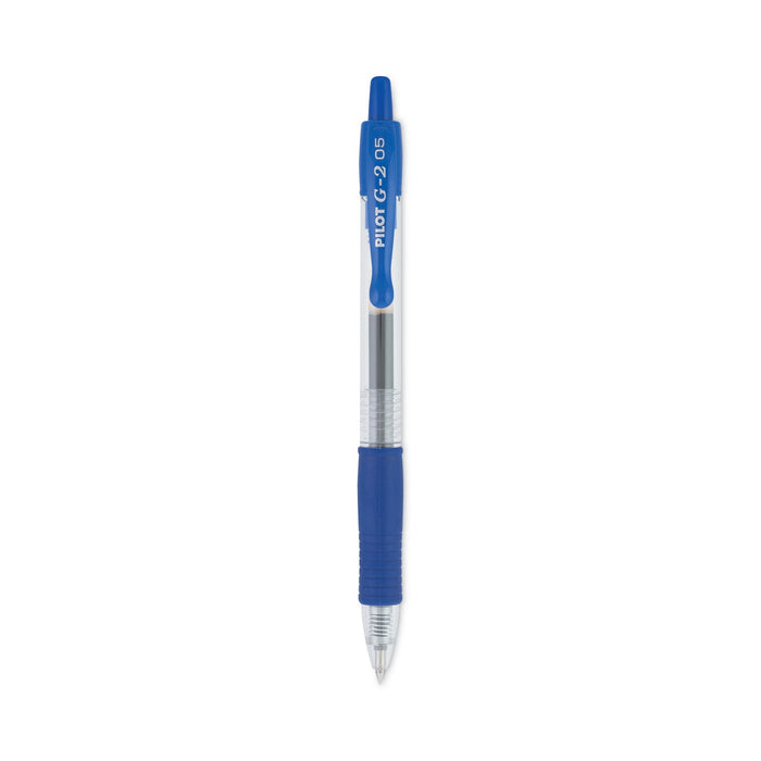 Pilot G2 Premium Gel Pen, Retractable, Extra-Fine 0.5 mm, Blue Ink, Smoke Barrel, Dozen