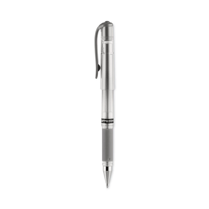 uniball IMPACT Gel Pen, Stick, Medium 1 mm, Silver Metallic Ink, Silver Barrel