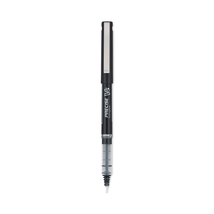 Pilot Precise V5 Roller Ball Pen, Stick, Extra-Fine 0.5 mm, Black Ink, Black Barrel, Dozen