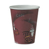 Dart Solo Paper Hot Drink Cups in Bistro Design, 8 oz, Maroon, 50/Bag, 20 Bags/Carton