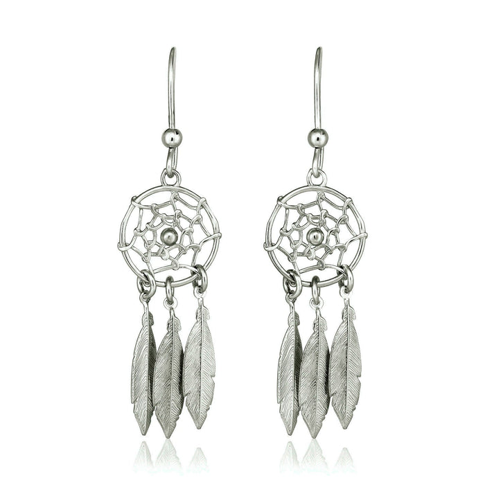 Sterling Silver Dream Catcher Dangle Earrings by Bids.com