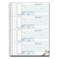 Rediform Spiralbound Unnumbered Money Receipt Book, Three-Part Carbonless, 7 x 2.75, 4/Page, 120 Forms