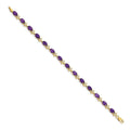 Genuine Purple Amethyst 14K Gold Floral Bracelet by Fine Color Jewels