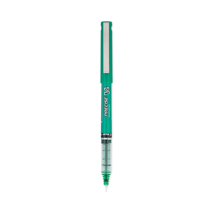Pilot Precise V5 Roller Ball Pen, Stick, Extra-Fine 0.5 mm, Green Ink, Green Barrel, Dozen