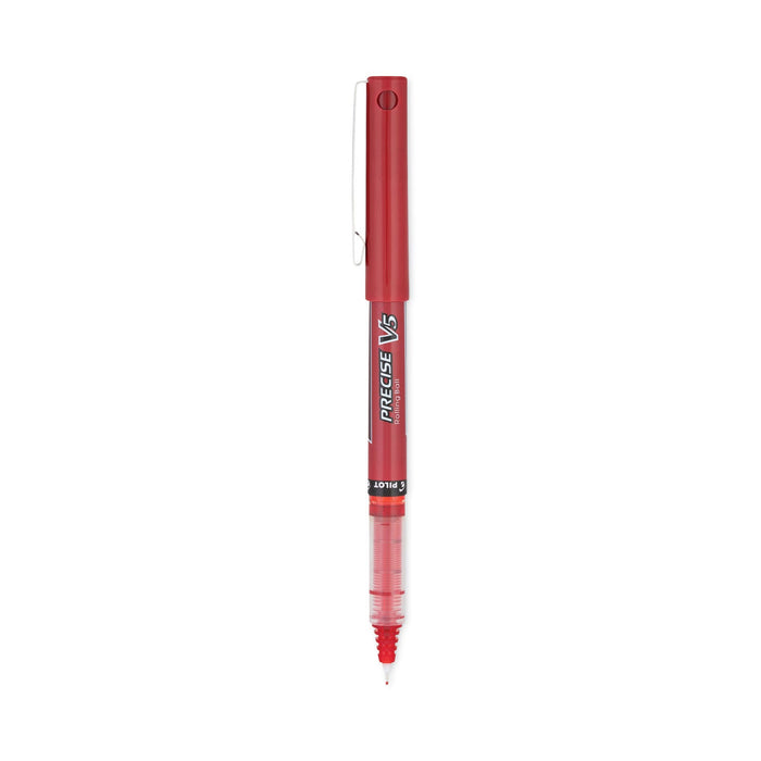 Pilot Precise V5 Roller Ball Pen, Stick, Extra-Fine 0.5 mm, Red Ink, Red Barrel, Dozen