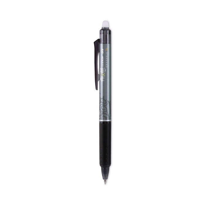 Pilot FriXion Clicker Erasable Gel Pen, Retractable, Extra-Fine 0.5 mm, Black Ink, Black Barrel, Dozen