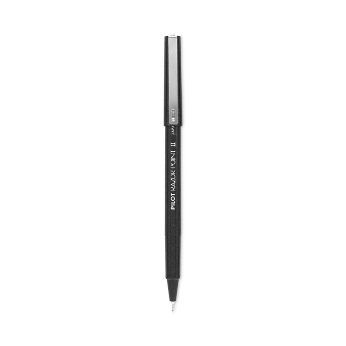 Pilot Razor Point II Super Fine Line Porous Point Pen, Stick, Extra-Fine 0.2 mm, Black Ink, Black Barrel, Dozen