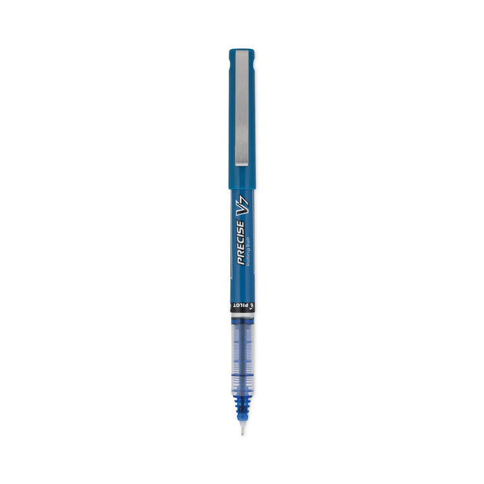 Pilot Precise V7 Roller Ball Pen, Stick, Fine 0.7 mm, Blue Ink, Blue Barrel, Dozen