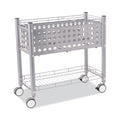 Vertiflex File Cart with Open Top, Metal, 1 Shelf, 2 Bins, 28.25" x 13.75" x 27.38", Matte Gray