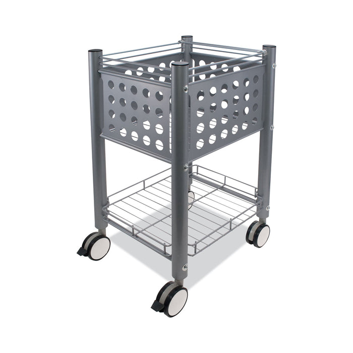 Vertiflex Sidekick File Cart, Metal, 1 Shelf, 1 Bin, 13.75" x 15.5" x 26.25", Matte Gray