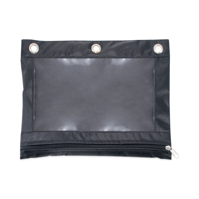 Advantus Binder Pencil Pouch, 10 x 7.38, Black/Clear, 3/Pack