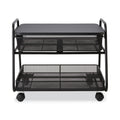 Safco Onyx Under Desk Machine Stand, Metal, 1 Shelf, 1 Drawer, 1 Bin, 100 lb Capacity, 21" x 16" x 17.5", Black