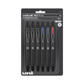 uniball 207 Plus+ Gel Pen, Retractable, Medium 0.7 mm, Assorted Ink Colors, Black Barrel, 6/Pack