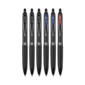 uniball 207 Plus+ Gel Pen, Retractable, Medium 0.7 mm, Assorted Ink Colors, Black Barrel, 6/Pack