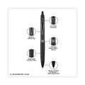 uniball 207 Plus+ Gel Pen, Retractable, Medium 0.7 mm, Black Ink, Black Barrel, Dozen
