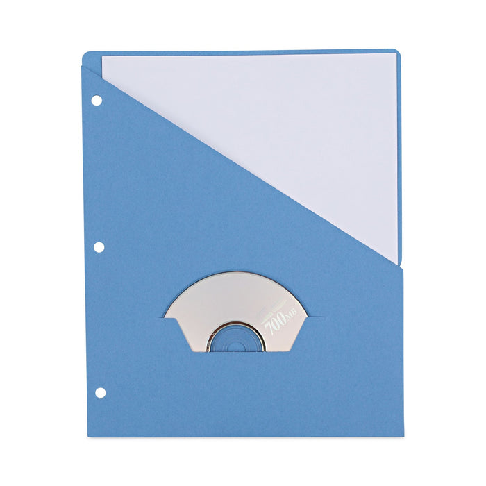 Universal Slash-Cut Pockets for Three-Ring Binders, Jacket, Letter, 11 Pt., Blue, 10/Pack