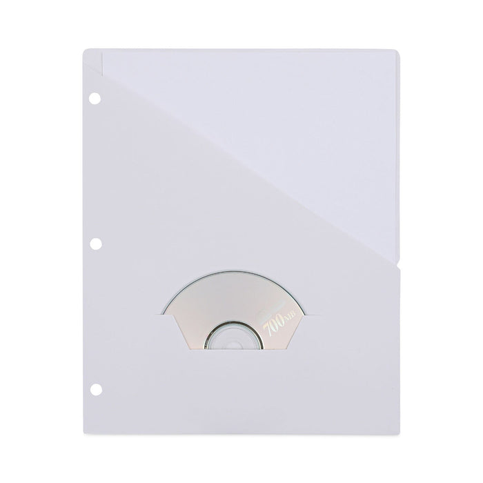 Universal Slash-Cut Pockets for Three-Ring Binders, Jacket, Letter, 11 Pt., 9.75 x 11.75, White, 10/Pack