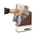 Bankers Box Corrugated Cardboard Magazine File, 4 x 11 x 12.25, Wood Grain, 12/Carton