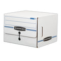 Bankers Box SIDE-TAB Storage Boxes, Letter Files, White/Blue, 12/Carton