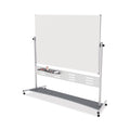 MasterVision Magnetic Reversible Mobile Easel, Horizontal Orientation, 70.8" x 47.2" Board, 80" Tall Easel, White/Silver
