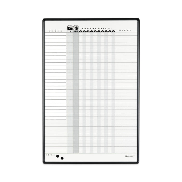 Quartet Magnetic Employee In/Out Board, Porcelain, 24 x 36, Gray/Black Aluminum Frame
