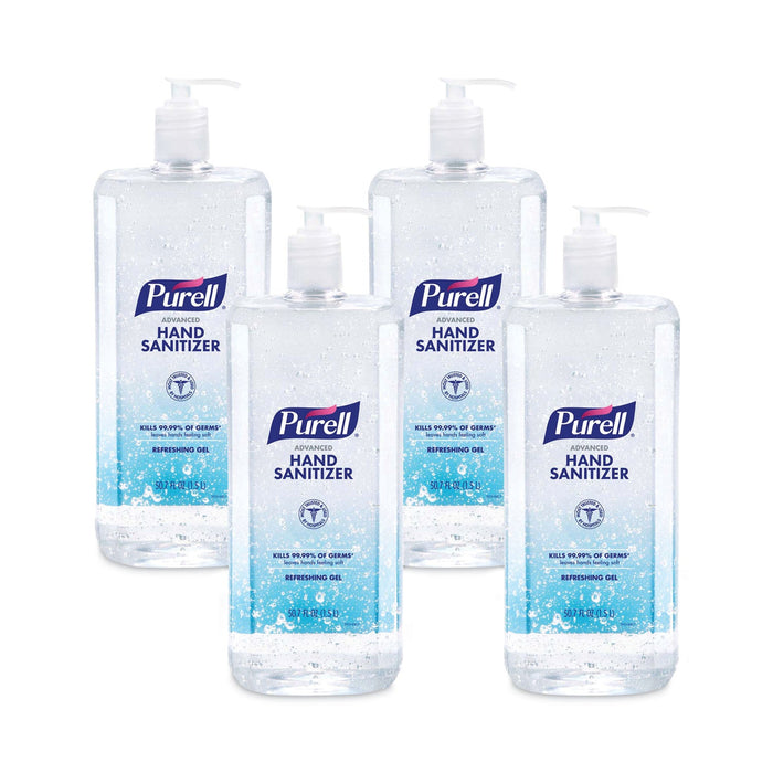 PURELL Advanced Refreshing Gel Hand Sanitizer, Clean Scent, 1.5 L Pump Bottle, 4/Carton